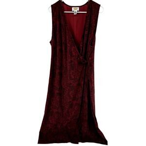 VTG Talbots Maxi Wrap Dress Tank Paisley Made in USA Sleeveless Wine Red 12
